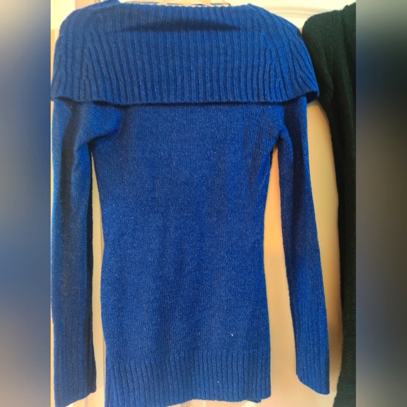 Candie's Sparkly Blue Cowl Neck Sweater M - Picture 2 of 10